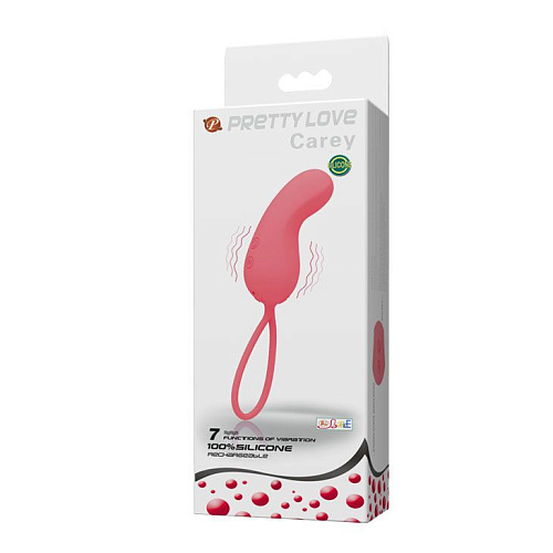 Розовый вибромассажёр с петелькой для извлечения Baile Carey BI-014238