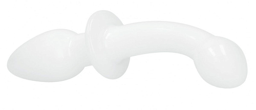 Белый двусторонний анальный стимулятор Shots Media BV Doubler CHR018WHT (18 см)