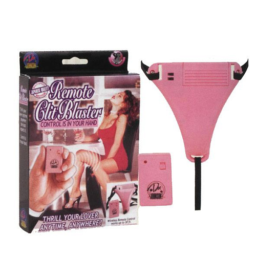 Розовый клиторальный стимулятор на эластичных ремешках Doc Johnson REMOTE CLIT BLASTER 1634-01-BX