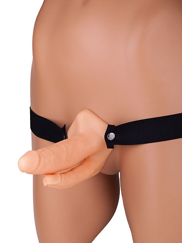 Анально-вагинальный телесного цвета фаллопротез на чёрной резинке №8 1005-08 BX DD