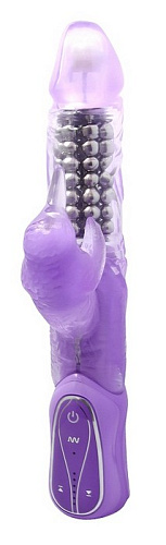 Вибратор фиолетового цвета с клиторальным стимулятором Seven Creations 50901