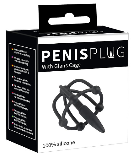 Чёрный силиконовый расширитель Orion Penis Plug with Glans Cage 05350520000