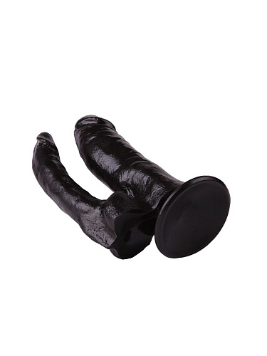 Двойной фаллоимитатор на присоске чёрного цвета LOVETOY (А-Полимер) 401900 (15 см)