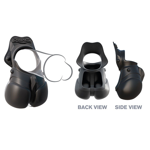 Чёрное эрекционное кольцо с фиксацией мошонки Pipedream Rock Hard Ball Banger PD5907-23