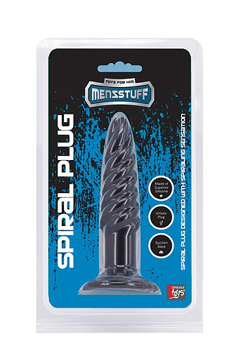 Анальная пробка со спиралевидным рельефом в чёрном цвете Dream Toys MENZSTUFF SPIRAL PLUG BLACK 21182 (11,5 см)