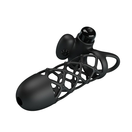 Чёрная насадка-сетка на пенис Baile Penis Sleeve I BI-026236 (13,5 см)