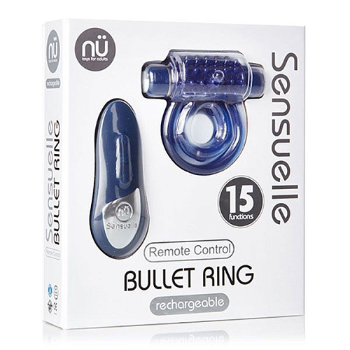 Синее эрекционное виброкольцо NU Sensuelle REMOTE BULLET COCKRING 340129