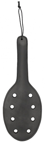 Чёрная шлёпалка Shots Media BV Saddle Leather Paddle With 8 Holes PAI020BLK (40 см)