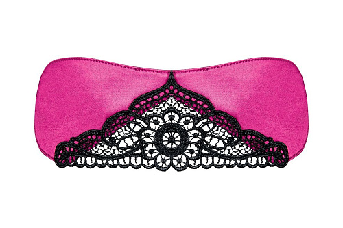 Розовая маска с кружевной вставкой по центру Obsessive Satinia mask