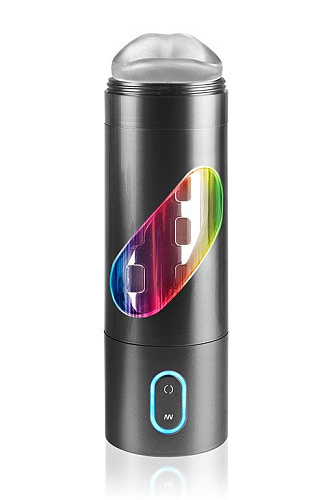 Перезаряжаемый мастурбатор-ротик чёрного цвета Pipedream Extreme Toyz Rechargeable Roto-Bator Mouth RD294