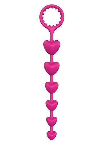 Розовая анальная цепочка с шариками-сердечками Dream Toys HEART BEADS 21495 (23 см)