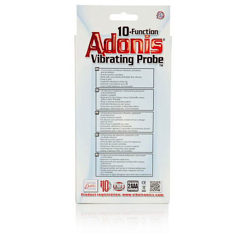 Чёрная анальная пробка California Exotic Novelties 10-Function Adonis Vibrating Probes SE-0404-10-3 (14 см)