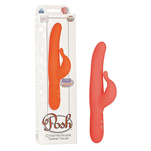 Оранжевый водонепроницаемый силиконовый вибратор California Exotic Novelties Posh 10-Function Silicone Teasing Tickler SE-4540-35-3 (20 см)
