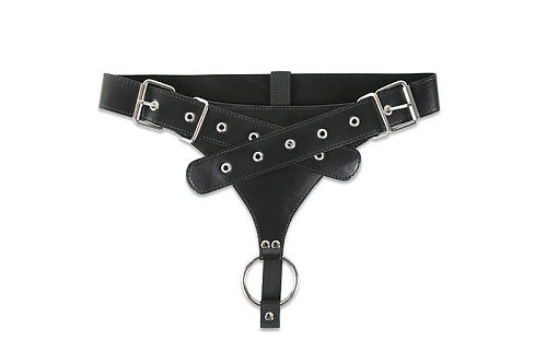 Чёрные трусики для страпона с фиксацией в виде кольца Пикантные штучки DP334 (размер S-M-L)