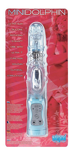 Голубой ротатор со стимуляцией G-точки Seven Creations MiniDolphin 06-183LBLU BCD GP (21 см)