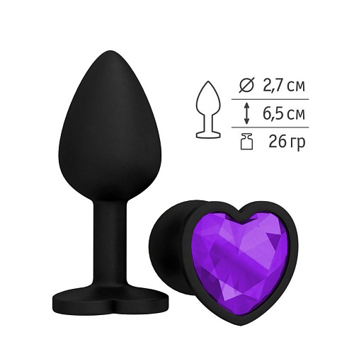 Чёрная силиконовая пробка с фиолетовым кристаллом Сумерки богов 508-08 PURPLE-DD (7,3 см)