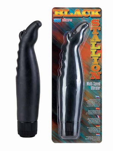 Чёрный вибратор с кончиком в форме лошадки Seven Creations BLACK STALLION 05-155BLK BCD GP (19 см)