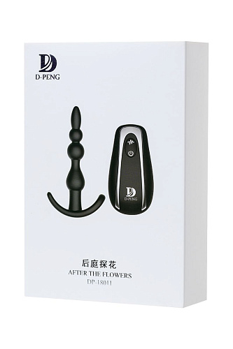 Чёрная анальная вибровтулка с пультом D-PENG After the Flowers D-PENG DP-18011 (11,5 см)