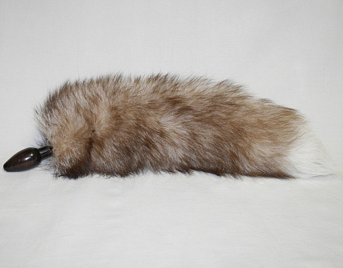 Анальная пробка чёрного цвета с рыжим лисьим хвостом Wild Lust BF32black/rh