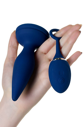 Синяя анальная вибровтулка с пультом ДУ ToyFa OPlay Unico 221001 (13,5 см)