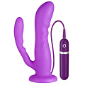 Анально-вагинальный вибромассажёр фиолетового цвета Dream Toys PURRFECT SILICONE 2WAYS VIBRATOR 20799 (17 см)