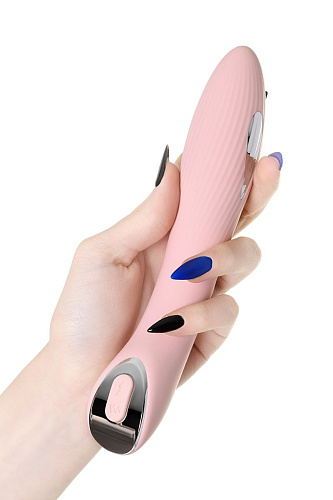 Розовый силиконовый вибратор с электростимуляцией ToyFa TESLA G-POINT 796003 (21 см)