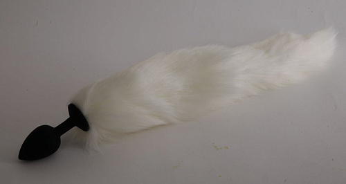 Силиконовая анальная пробка с белоснежным хвостом 4sexdreaM «Снежный Барс» 47150-2