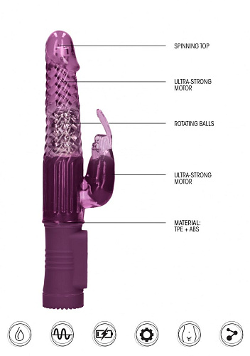 Фиолетовый вибратор-кролик Shots Media BV Rotating Rabbit SHTO002PUR (23 см)