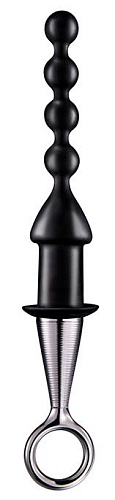 Чёрный анальный плаг-ёлочка Dream Toys ANAL BEAD WITH PLATED HANDLE 21610
