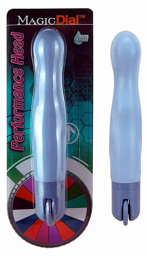 Голубой вибромассажёр с поворотным колёсиком Seven Creations Magic Dial 14-167-E19-BCD (19,5 см)