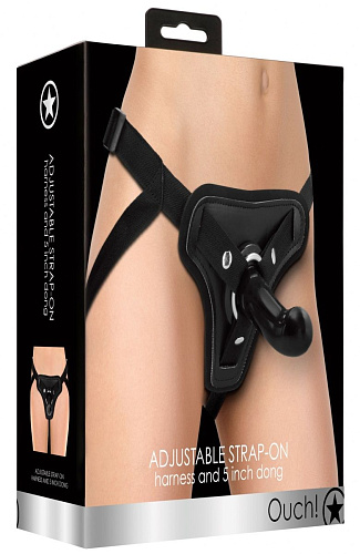 Чёрный поясной страпон с загнутым кончиком Shots Media BV OU275BLK (13 см)