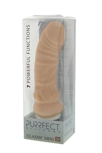 Вибратор-реалистик с богатым рельефом телесного цвета Dream Toys PURRFECT SILICONE CLASSIC MINI 21153 (16 см)