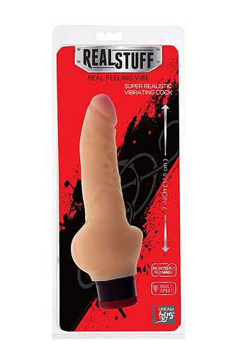 Телесный вибратор-реалистик с расширенным основанием Dream Toys REALSTUFF 7INCH VIBRATOR 2020637 (17,8 см)
