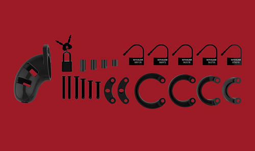 Чёрный мужской пояс верности Shots Media BV Model 01 Chastity MCG001BLK