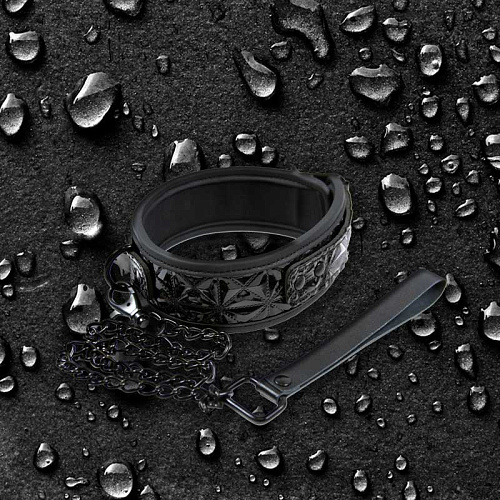 Чёрный ошейник с цепью-поводком NS Novelties SINFUL COLLAR NSN-1222-13