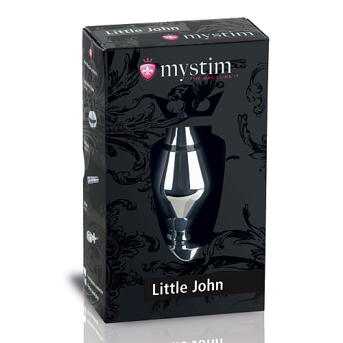 Серебристая анальная втулка для электростимуляции MyStim Little John 46200 (9 см)