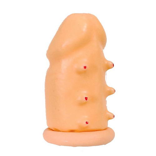 Латексная насадка-удлинитель телесного цвета с пупырышками Seven Creations 170F-BCD