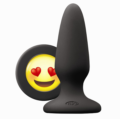 Чёрная силиконовая пробка среднего размера NS Novelties Emoji ILY NSN-0513-13 (10,2 см)