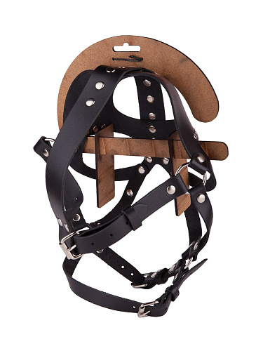 Чёрная кожаная маска-шлем Sitabella «Лектор» 6054-1