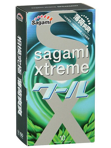 Прозрачные презервативы с ароматом мяты Sagami Xtreme Mint №10 (10 шт)