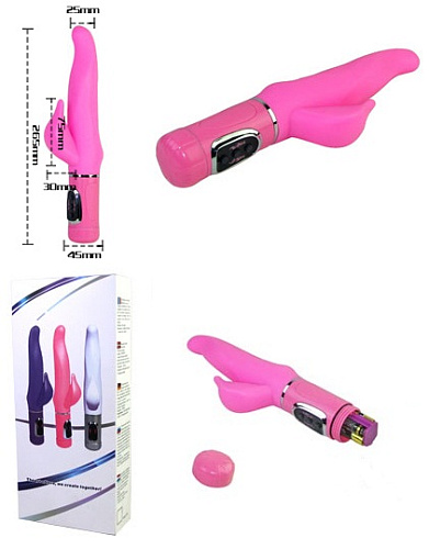 Розовый вибратор со стимулятором клитора и 7 уровнями вибрации Baile BW-052002-1-0101s