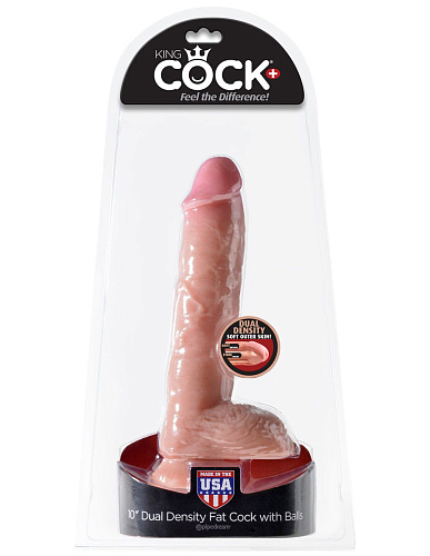 Телесный фаллоимитатор с мошонкой Pipedream Dual Density 10 Fat Cock with Balls PD5710-21 (25,4 см)