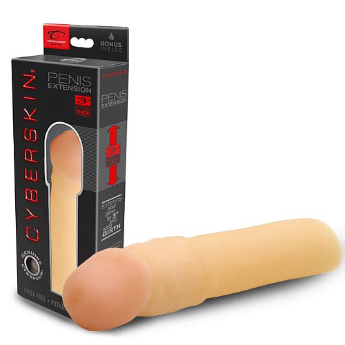 Насадка-удлинитель телесного цвета Topco Sales CyberSkin 3 inch Transformer Penis Extension 1008327 (19 см)