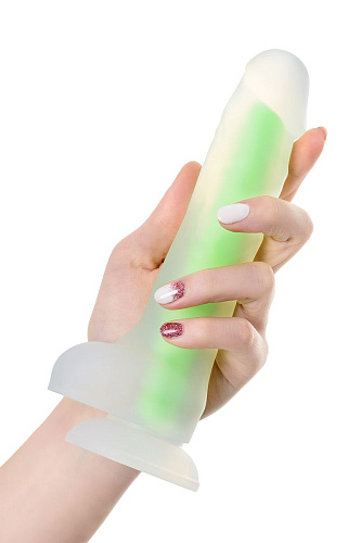 Прозрачно-зелёный фаллоимитатор, светящийся в темноте ToyFa Wade Glow 872006 (20 см)