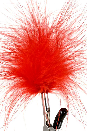 Зажимы для сосков с красным пухом ToyFa Theatre 705007