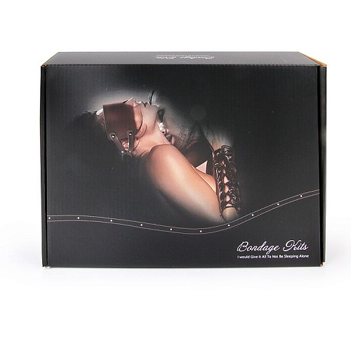 Большой черный набор БДСМ: наручники, оковы, ошейник с поводком, кляп, маска, плеть, фиксатор Bior toys NTB-80486