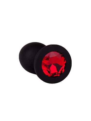 Чёрная анальная втулка с красным кристаллом Сумерки богов 518-04 red-DD (7,3 см)