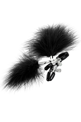 Зажимы для сосков с чёрным пухом ToyFa Theatre 705009