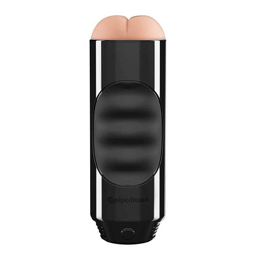 Чёрно-телесный мастурбатор-анус с вибрацией Pipedream Mega Grip Anal Stroker  RD506