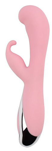 Нежно-розовый вибратор со стимулятором клитора Chisa Vertigo Bunny Dream CN-531065262 (19 см)